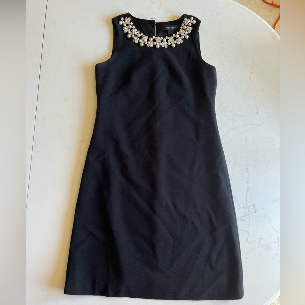 White House Black Market Black Embellished Mini Sheath Dress